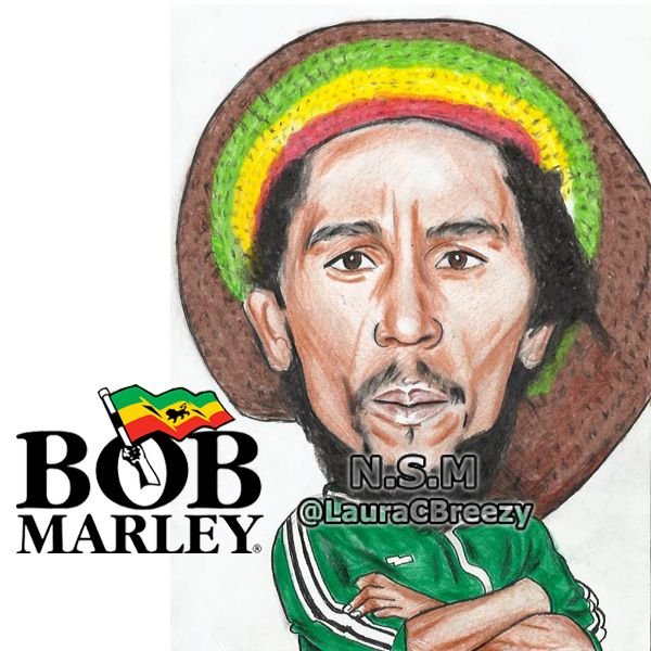 Рисунок шарж на Боба марлей