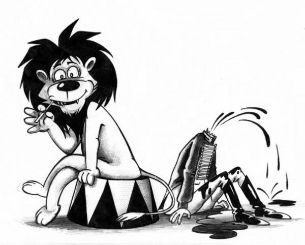 Лев карикатура