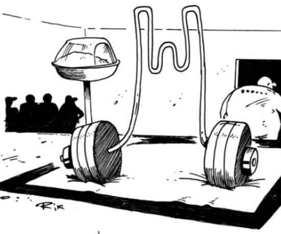 Штангист карикатура