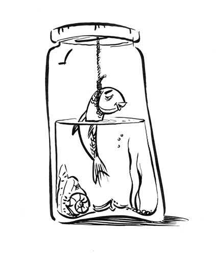 Рыба в аквариуме карикатура