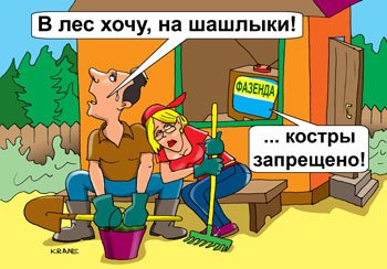 Карикатура на шашлыки на природе