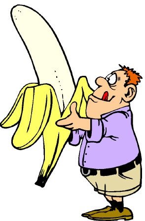 Ест банан карикатура