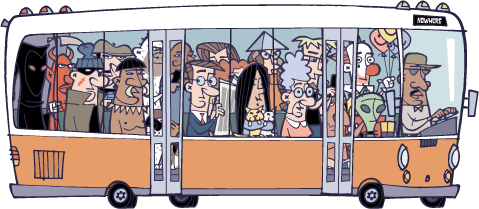 Водитель автобуса карикатура