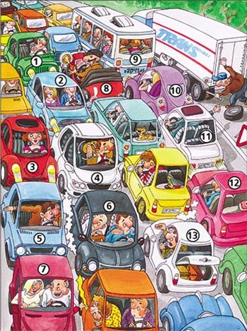 Мультяшная пробка на дороге