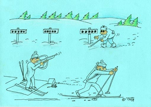 Лыжи карикатура