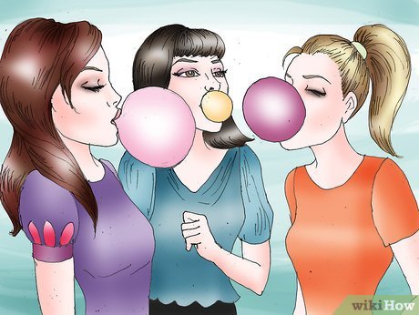 Рисунок с надутой жвачкой