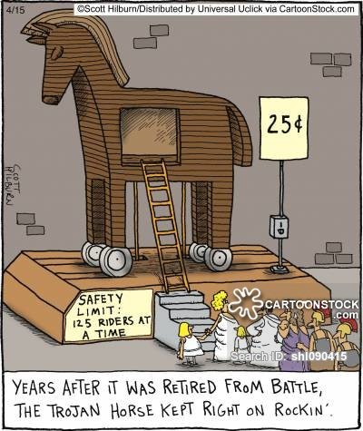 Карикатура троянский конь (43 фото)