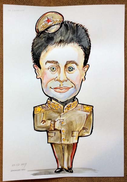 Шарж в белом платье