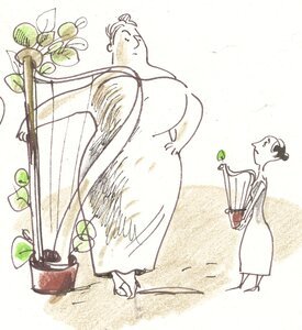 Девочка с арфой вектор Амур