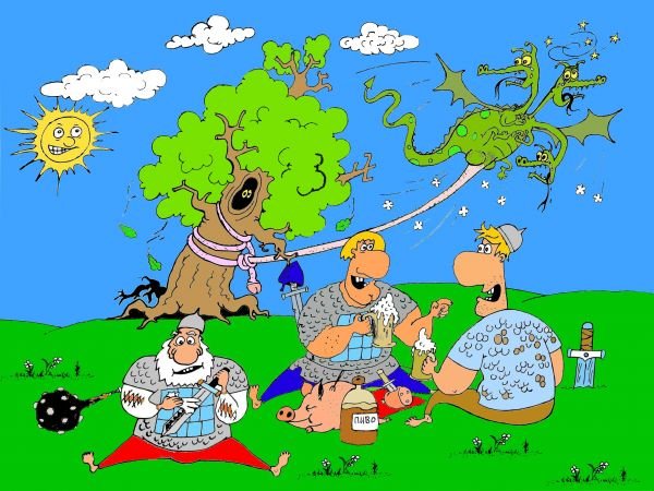 Пикник на природе карикатура