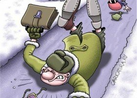 Карикатура авто зимой