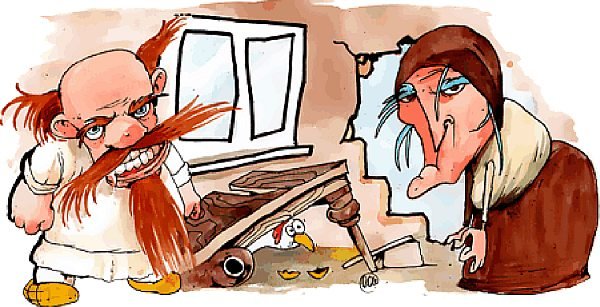 Бабка бьет Деда рисунок