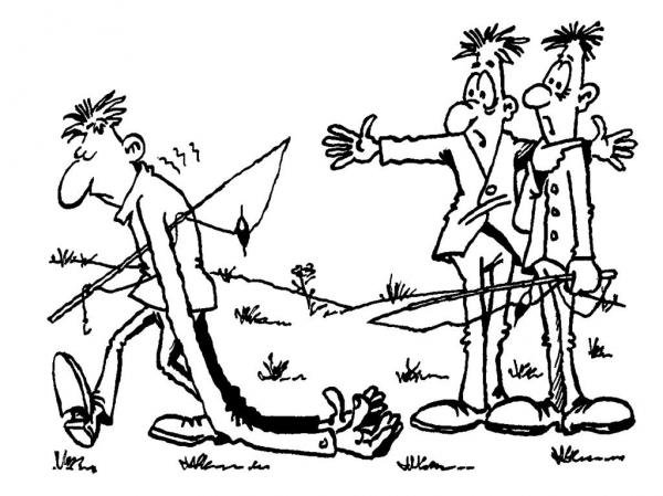 Карикатура на рыбака хвастуна