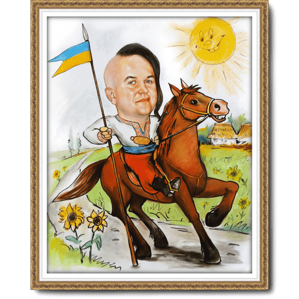 Шарж мужчина на коне