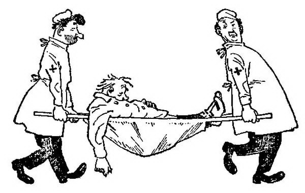 Шаржи с носилками санитар