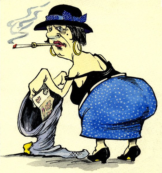 Карикатура на жадных женщин