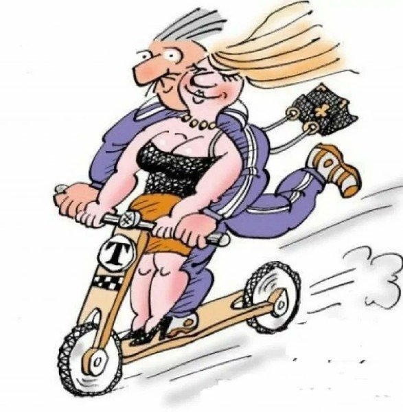 Шарж на самокате