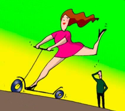 Шарж на самокате