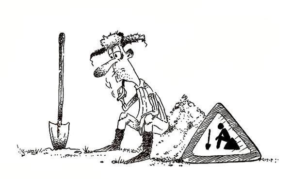 Мужик с лопатой карикатура