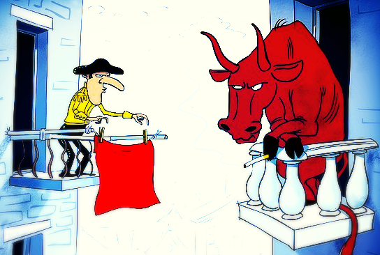 Карикатура бык тореадор