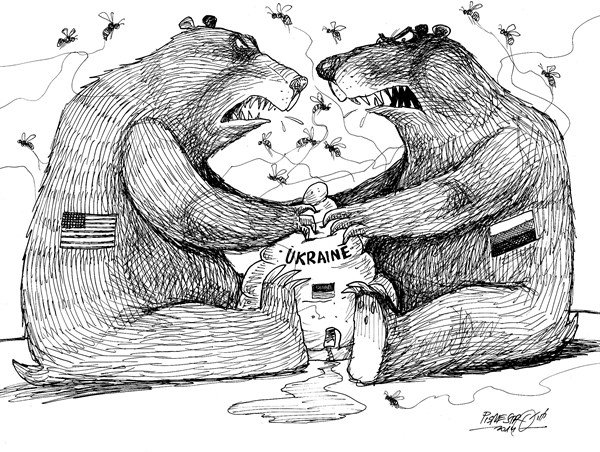 Карикатура Путин на медведе