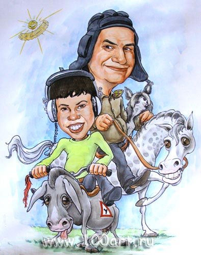 Шарж мужчина на коне