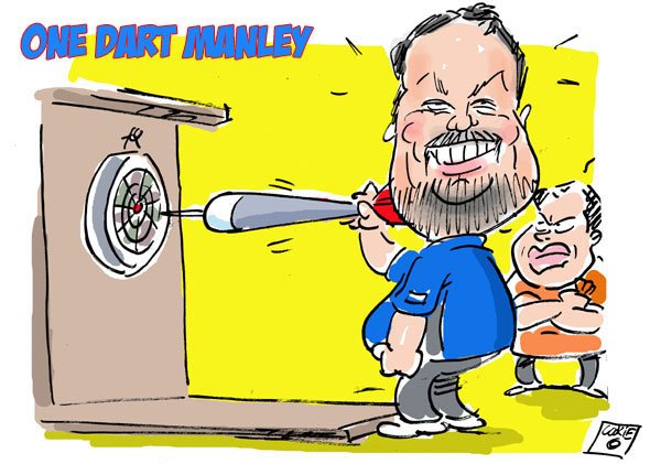 Мужчина и дартс карикатура