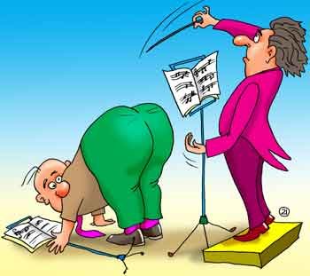 Дирижирует людьми карикатура