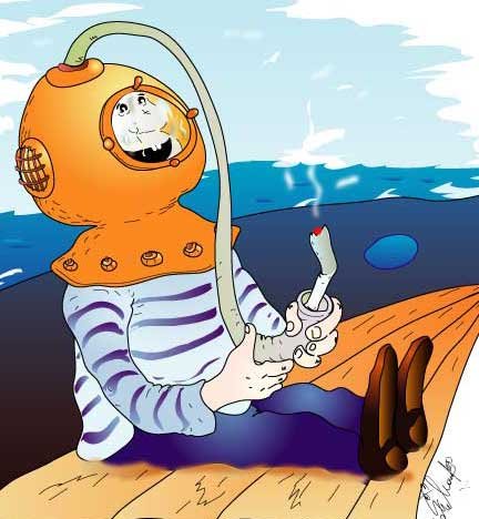 Аквалангист карикатура