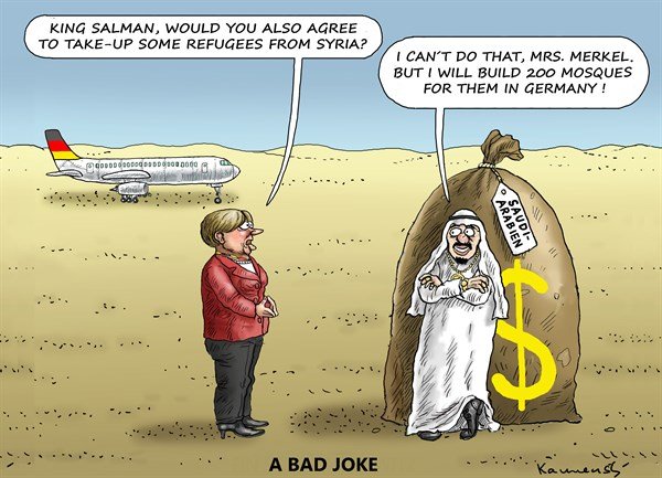 Меркель и беженцы карикатура