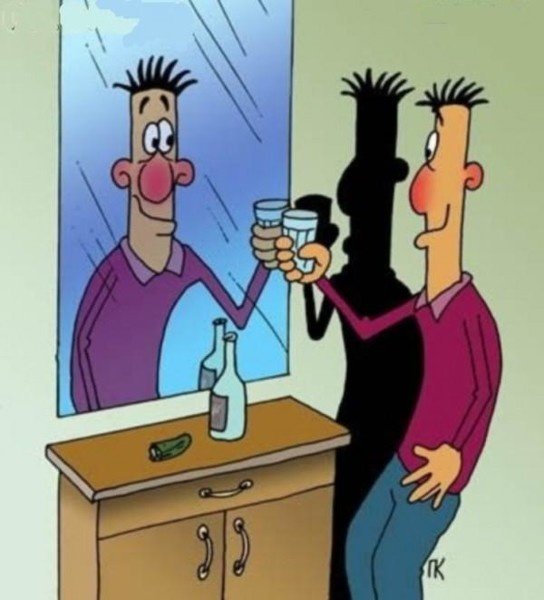 Отражение в зеркале карикатура