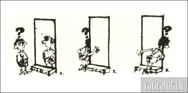 Женщина перед зеркалом карикатура