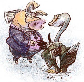 Смешной Гусь и свинья