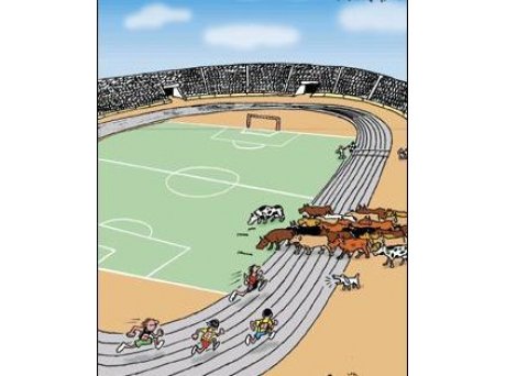 Зрители карикатура стадион