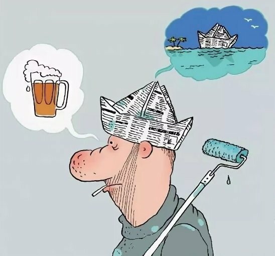 Карикатура на штукатура маляра