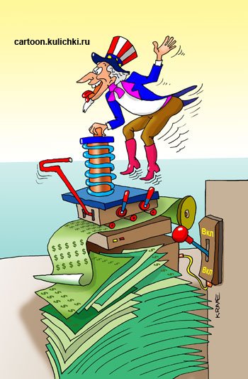 Карикатура доллар печатный станок