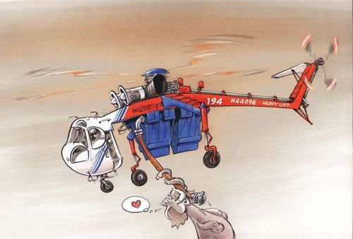 Карикатура вертолет