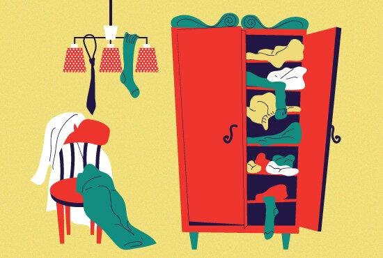 Беспорядок в шкафу карикатура