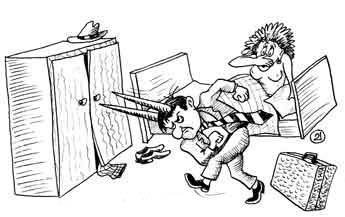 Муж вернулся из командировки карикатура