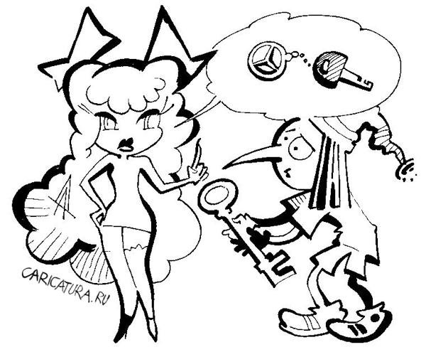 Карикатура Буратино и Мальвина