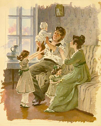 Наташа Ростова и Пьер Безухов с детьми