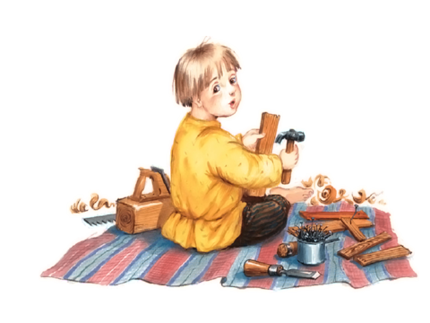 Старый дед и внучек иллюстрация