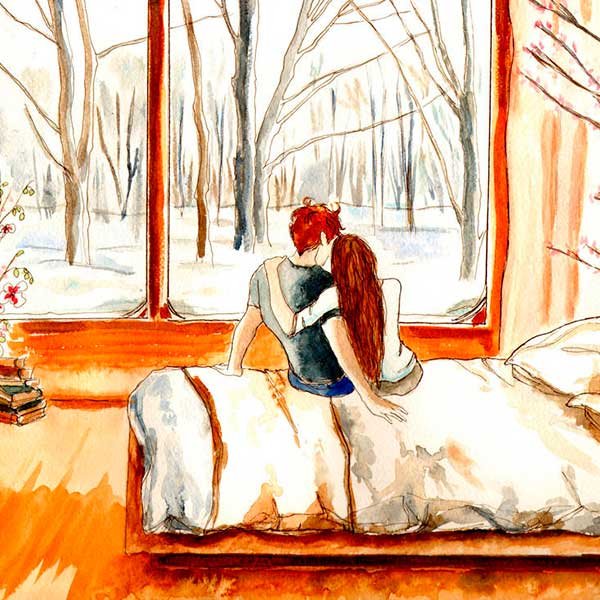 Бабушка и дедушка под зонтом