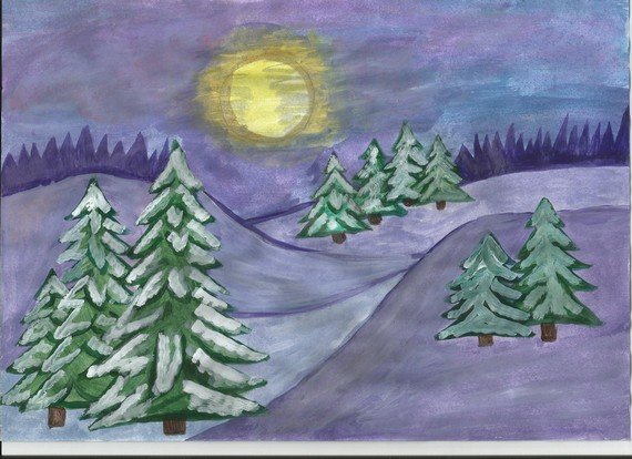 Тютчев Чародейкою зимою рисунок