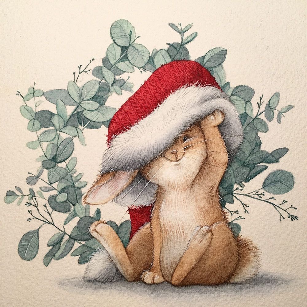 Рисунок кролика на новый год