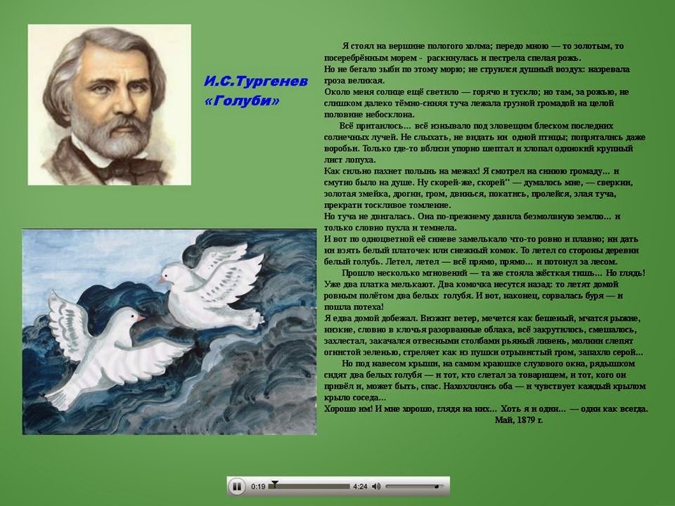 Стихи в прозе тексты. Стихотворение голуби Тургенев. Произведение Тургенева голуби.