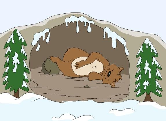 Мишка в берлоге мультяшный