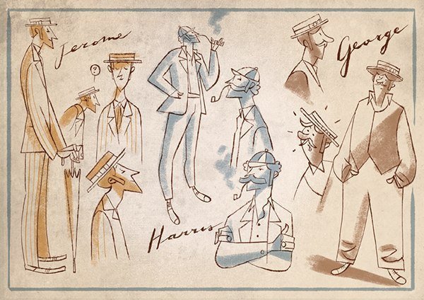 Джером Джером трое в лодке иллюстрации