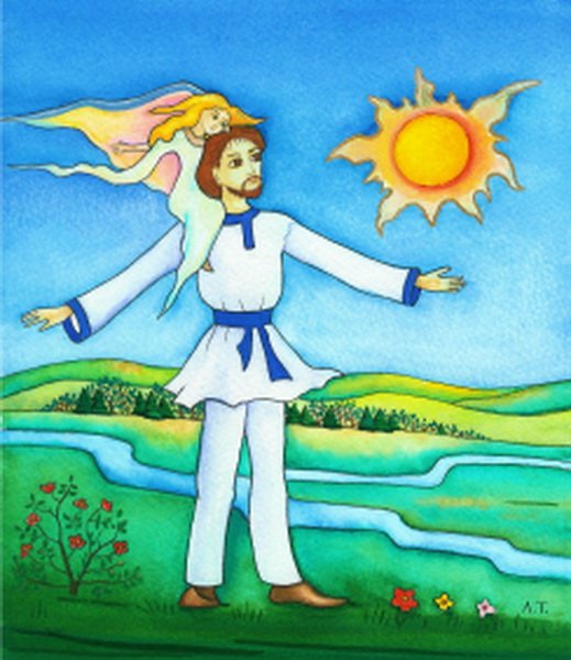 Красное солнышко и Шаферан иллюстрация