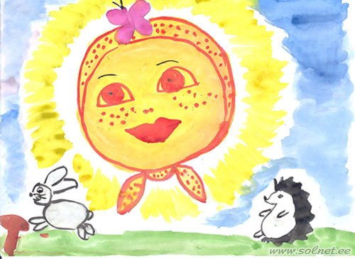 Раскраска солнце с лучами